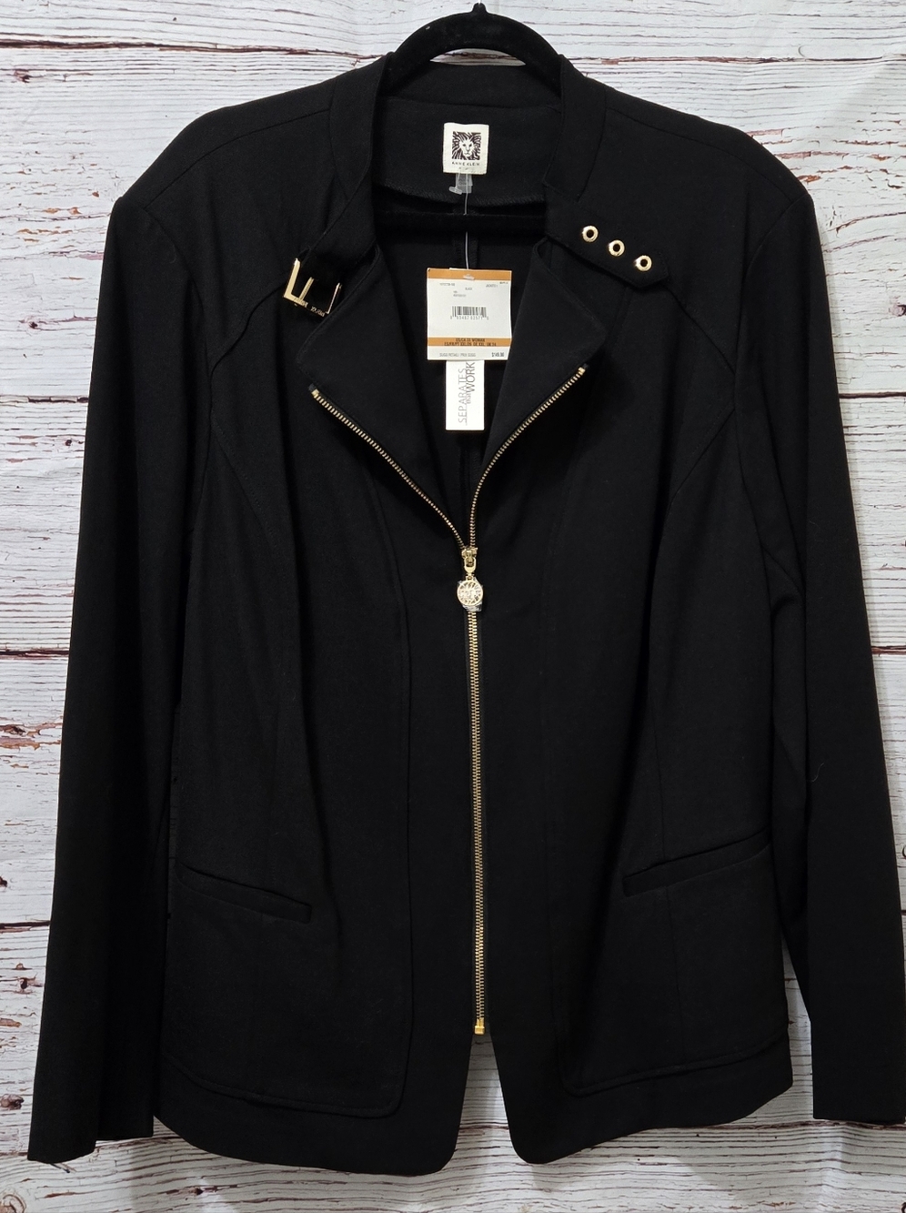 Anne Klein Black Zip Jacket Gold Hardware NWT Plus Size 3X